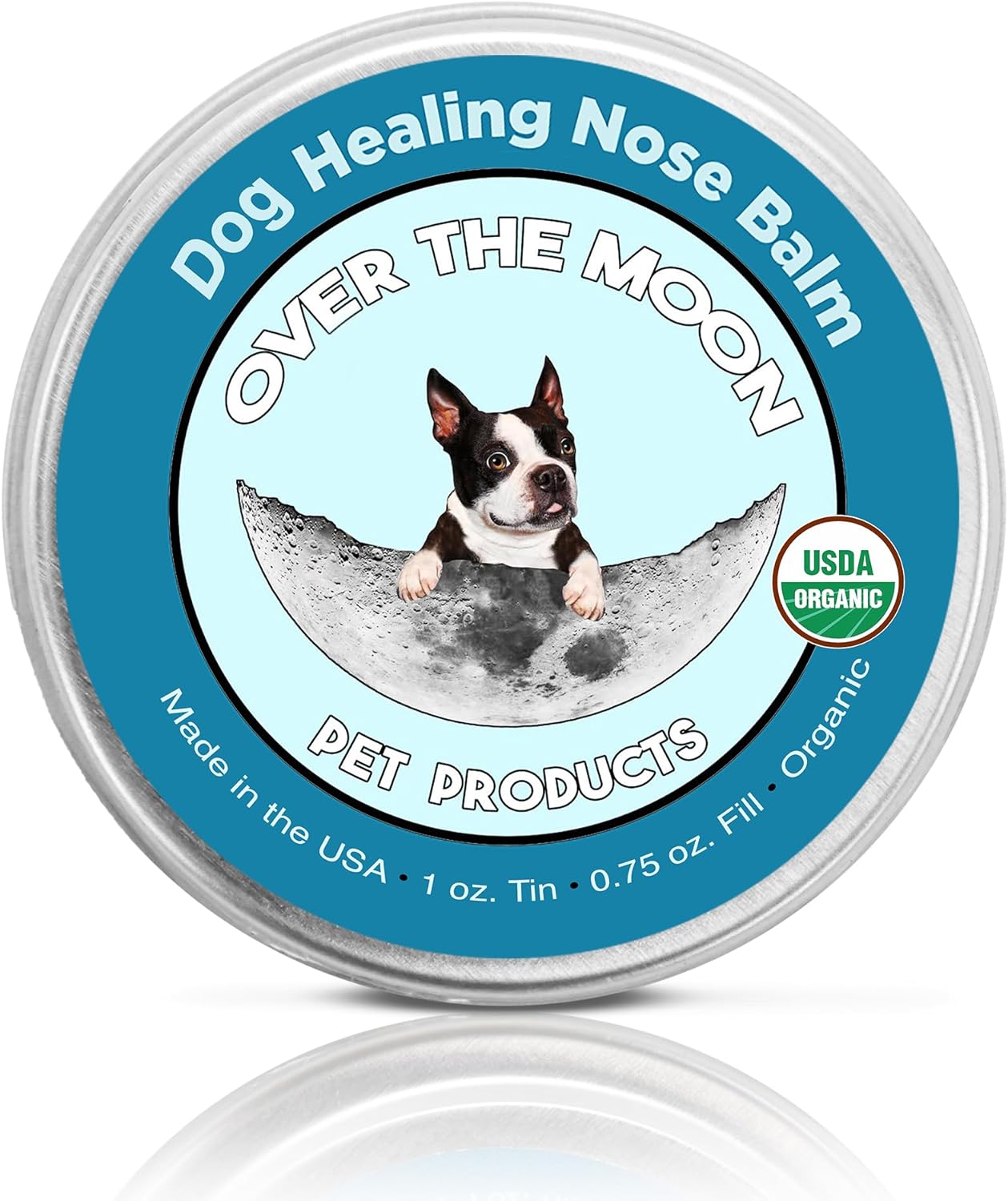 Over The Moon Pets Organic Dog Nose Balm- Unscented, Repairs Cracking, Dry Dog Noses, Dog Sunscreen, Veterinarian Recommended, Dog Paw Balm, Dog Cream, Cat Nose Balm (1oz)